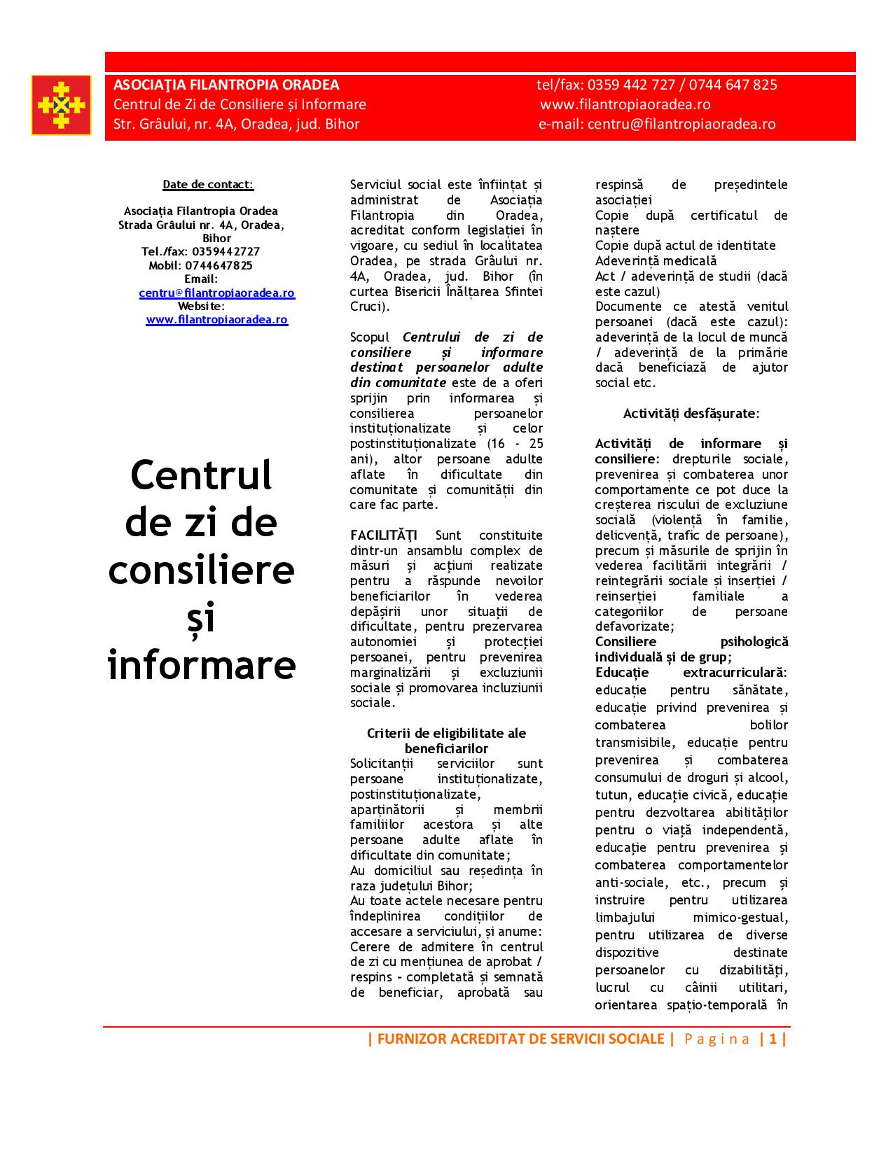 Centrul de zi de consiliere și informare