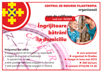 Invitație de înscirere la curs îngrijitoare bătrâni